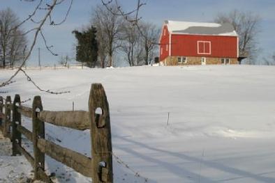 Indiantree Farm barn in winter.